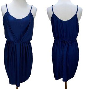 Rebecca Taylor Blue Sleeveless Tie Waist Short Slip Dress Size S Sheath